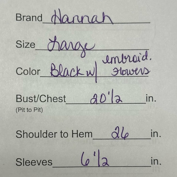 Hannah Black Short Sleeve Tee Large Boho Embroidered Floral Festival Top - Picture 8 of 8